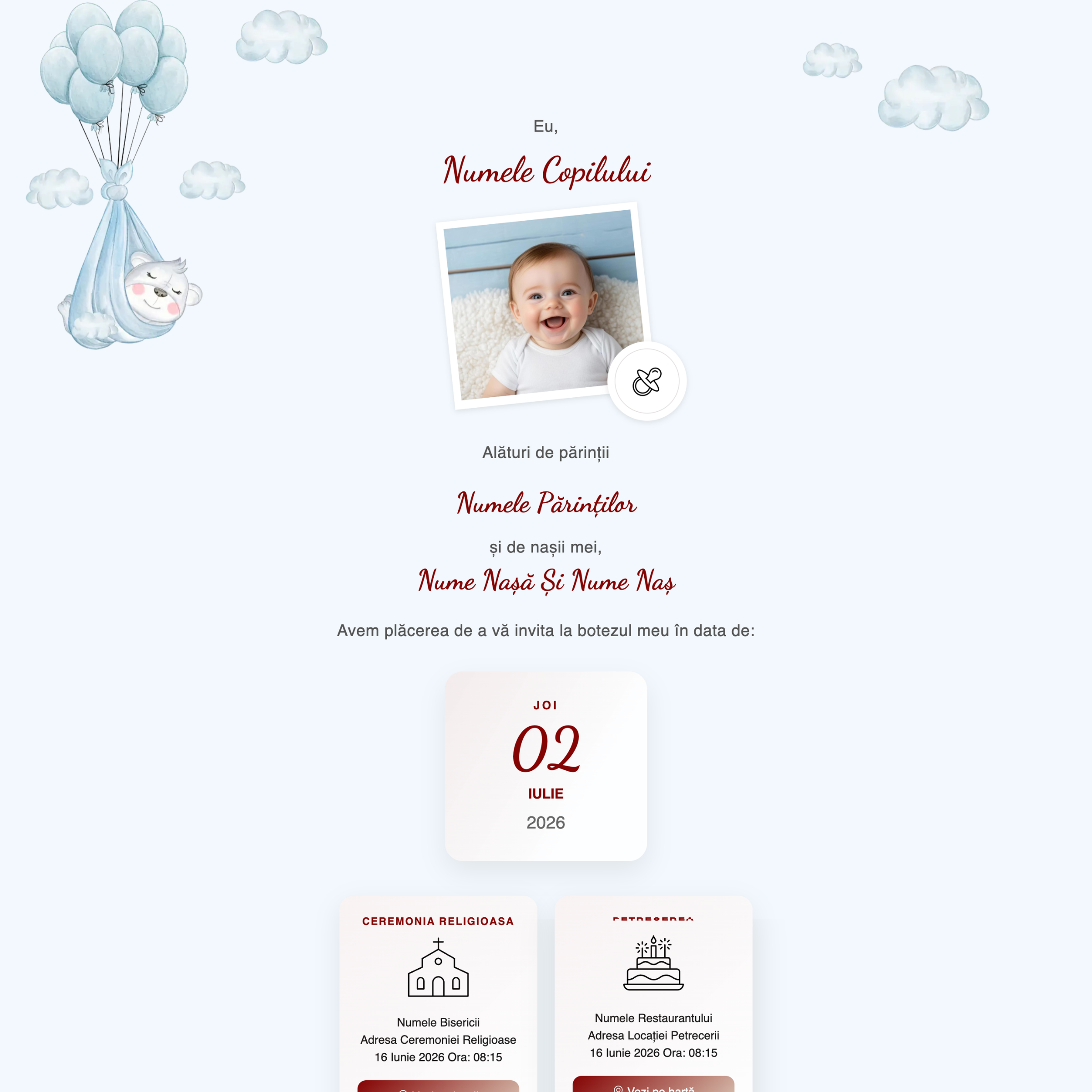 Model invitație botez