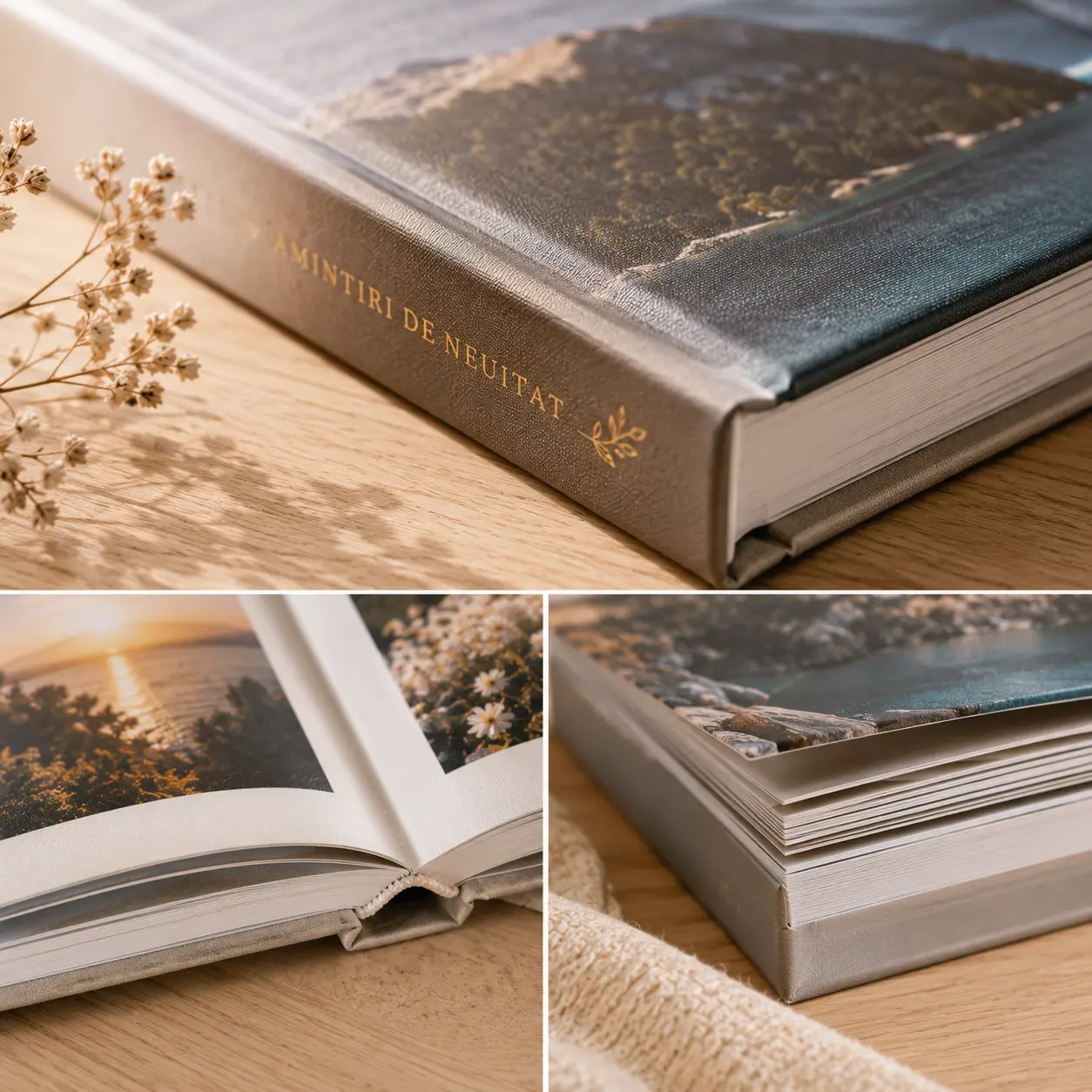 Detaliu copertă hardcover pentru fotocarte